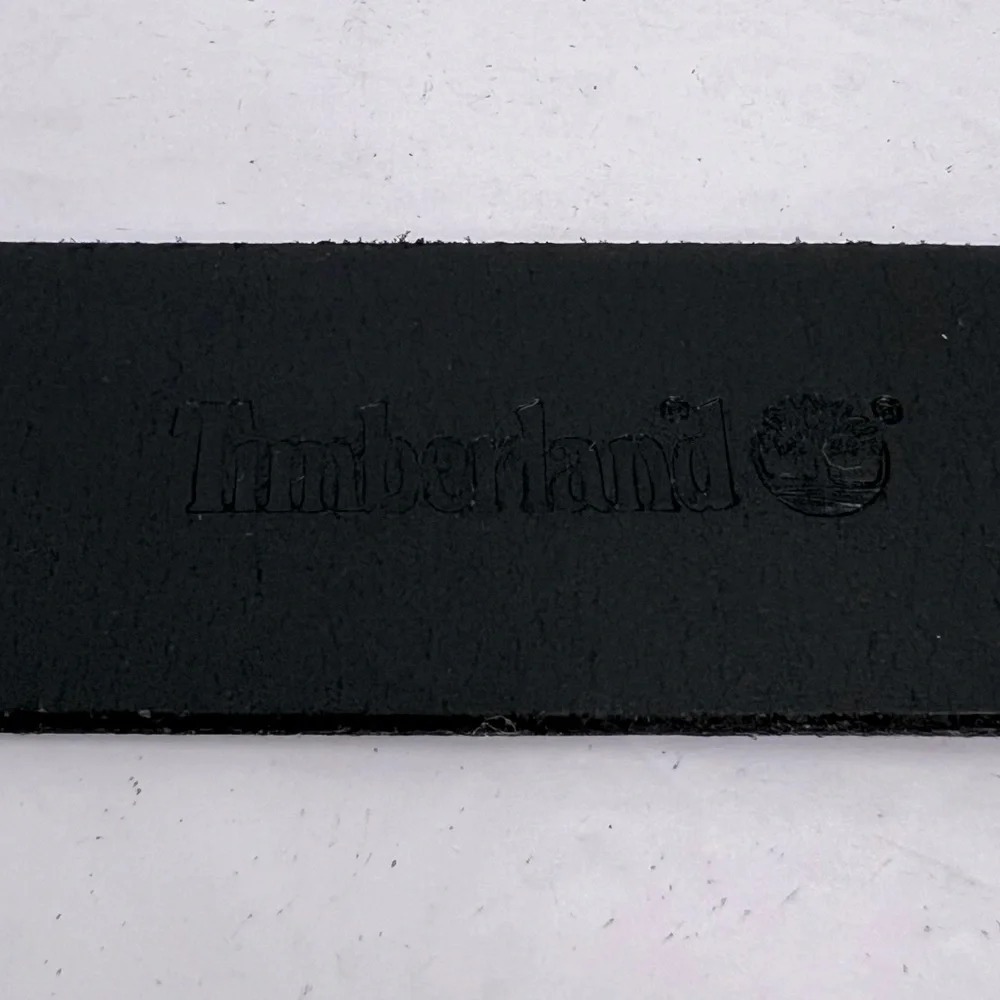 TIMBERLAND MEN’S BELT, BLACK COLOR, LEATHER WITH MAT SILVER BUCKLE,SIZE XL,42/44